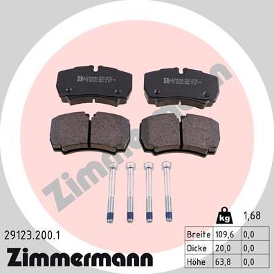 Zimmermann 29123.200.1 - Тормозные колодки, дисковые, комплект onlydrive.pro