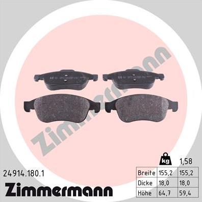 Zimmermann 24914.180.1 - Piduriklotsi komplekt,ketaspidur onlydrive.pro