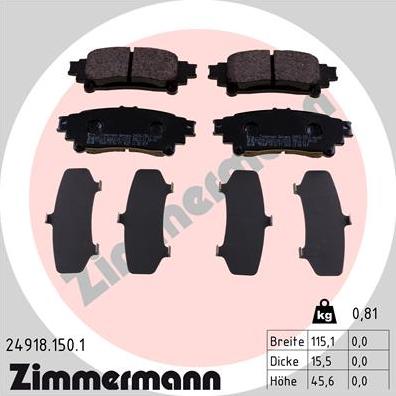 Zimmermann 24918.150.1 - Stabdžių trinkelių rinkinys, diskinis stabdys onlydrive.pro