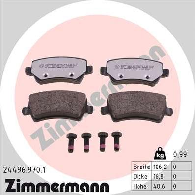 Zimmermann 24496.970.1 - Тормозные колодки, дисковые, комплект onlydrive.pro