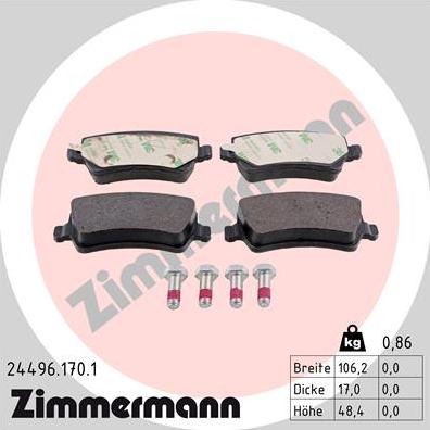 Zimmermann 24496.170.1 - Brake Pad Set, disc brake onlydrive.pro