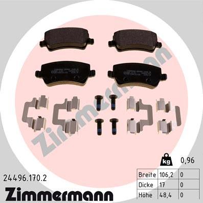 Zimmermann 24496.170.2 - Brake Pad Set, disc brake onlydrive.pro