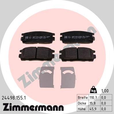 Zimmermann 24498.155.1 - Тормозные колодки, дисковые, комплект onlydrive.pro