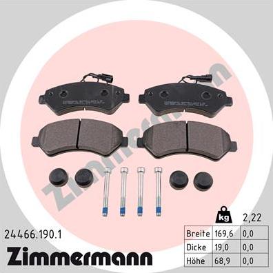 Zimmermann 24466.190.1 - Тормозные колодки, дисковые, комплект onlydrive.pro