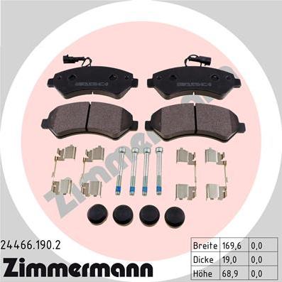 Zimmermann 24466.190.2 - Тормозные колодки, дисковые, комплект onlydrive.pro