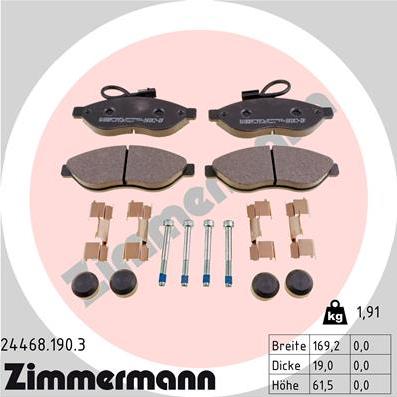 Zimmermann 24468.190.3 - Тормозные колодки, дисковые, комплект onlydrive.pro