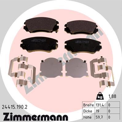 Zimmermann 24415.190.2 - Stabdžių trinkelių rinkinys, diskinis stabdys onlydrive.pro