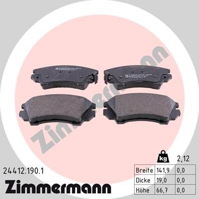 Zimmermann 24412.190.1 - Brake Pad Set, disc brake onlydrive.pro