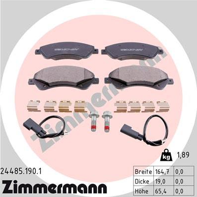 Zimmermann 24485.190.1 - Stabdžių trinkelių rinkinys, diskinis stabdys onlydrive.pro