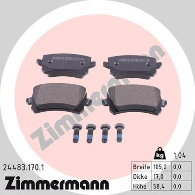 Zimmermann 24483.170.1 - Brake Pad Set, disc brake onlydrive.pro