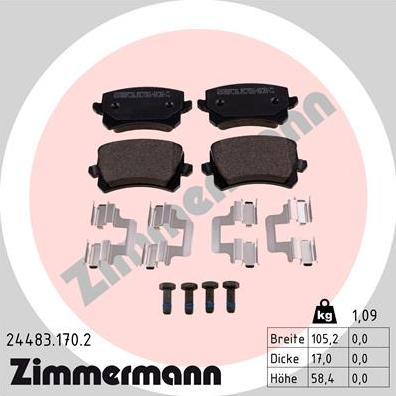 Zimmermann 24483.170.2 - Тормозные колодки, дисковые, комплект onlydrive.pro