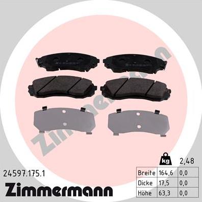 Zimmermann 24597.175.1 - Brake Pad Set, disc brake onlydrive.pro