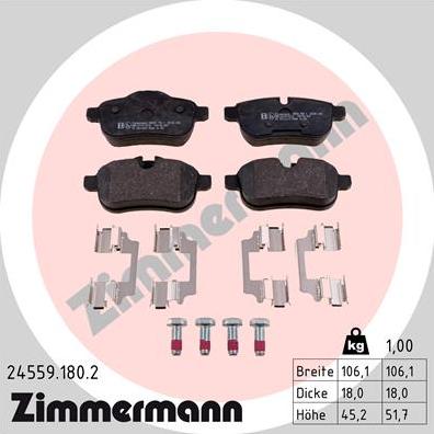 Zimmermann 24559.180.2 - Brake Pad Set, disc brake onlydrive.pro