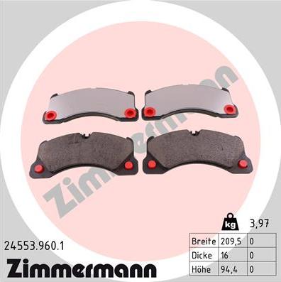 Zimmermann 24553.960.1 - Brake Pad Set, disc brake onlydrive.pro