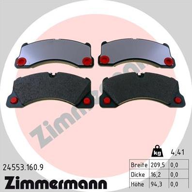 Zimmermann 24553.160.9 - Stabdžių trinkelių rinkinys, diskinis stabdys onlydrive.pro