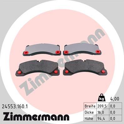 Zimmermann 24553.160.1 - Brake Pad Set, disc brake onlydrive.pro