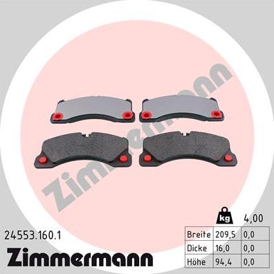 Zimmermann 24553.160.1 - Stabdžių trinkelių rinkinys, diskinis stabdys onlydrive.pro