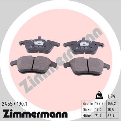 Zimmermann 24557.190.1 - Brake Pad Set, disc brake onlydrive.pro