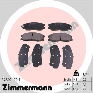 Zimmermann 24510.170.1 - Brake Pad Set, disc brake onlydrive.pro