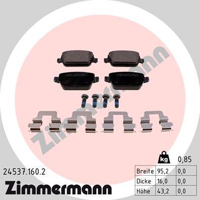 Zimmermann 24537.160.2 - Brake Pad Set, disc brake onlydrive.pro