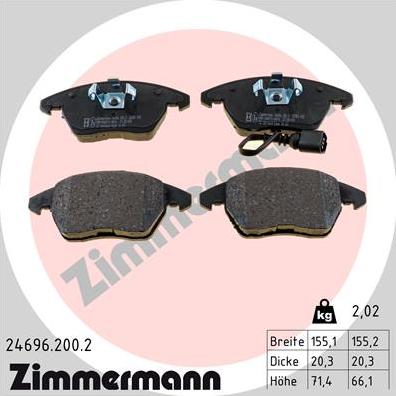 Zimmermann 24696.200.2 - Stabdžių trinkelių rinkinys, diskinis stabdys onlydrive.pro