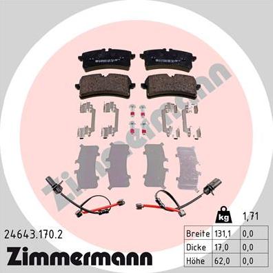 Zimmermann 24643.170.2 - Тормозные колодки, дисковые, комплект onlydrive.pro