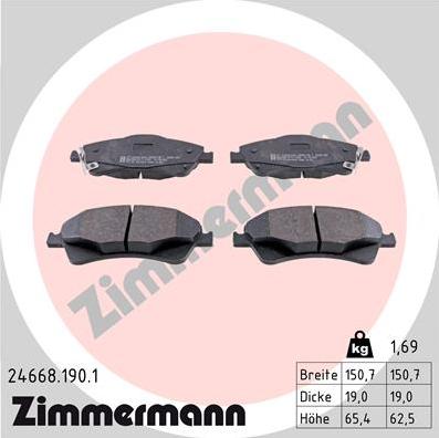 Zimmermann 24668.190.1 - Brake Pad Set, disc brake onlydrive.pro