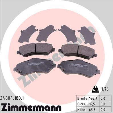 Zimmermann 24604.180.1 - Brake Pad Set, disc brake onlydrive.pro