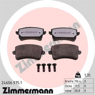 Zimmermann 24606.975.1 - Stabdžių trinkelių rinkinys, diskinis stabdys onlydrive.pro