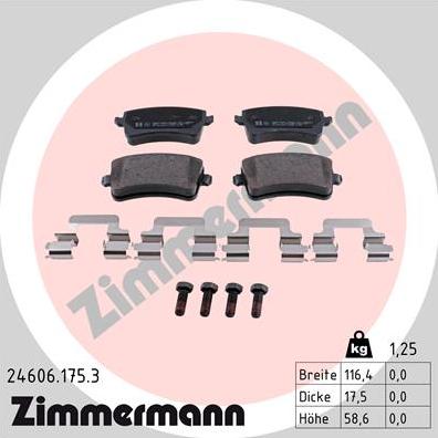 Zimmermann 24606.175.3 - Тормозные колодки, дисковые, комплект onlydrive.pro