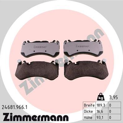 Zimmermann 24681.966.1 - Тормозные колодки, дисковые, комплект onlydrive.pro