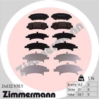 Zimmermann 24632.970.1 - Тормозные колодки, дисковые, комплект onlydrive.pro