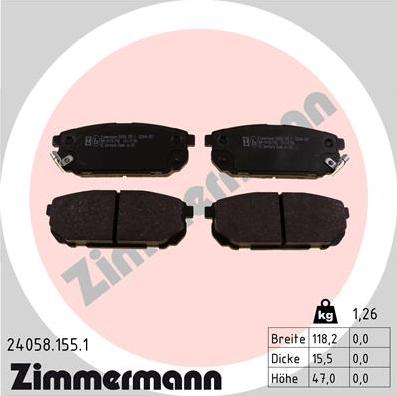 Zimmermann 24058.155.1 - Brake Pad Set, disc brake onlydrive.pro