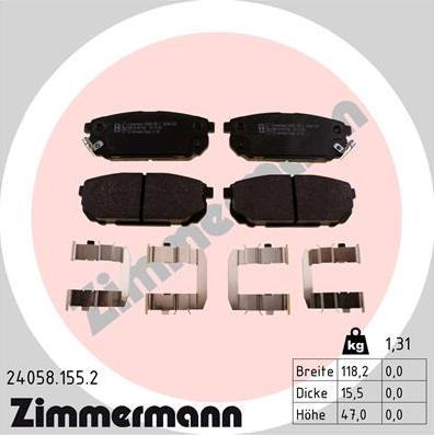 Zimmermann 24058.155.2 - Brake Pad Set, disc brake onlydrive.pro