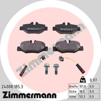 Zimmermann 24008.185.3 - Тормозные колодки, дисковые, комплект onlydrive.pro