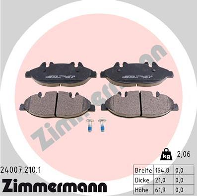 Zimmermann 24007.210.1 - Brake Pad Set, disc brake onlydrive.pro