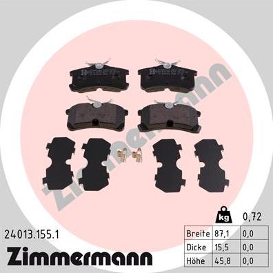 Zimmermann 24013.155.1 - Brake Pad Set, disc brake onlydrive.pro