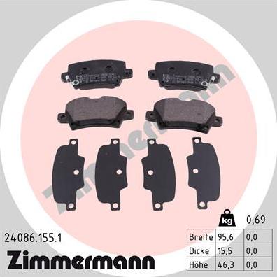 Zimmermann 24086.155.1 - Stabdžių trinkelių rinkinys, diskinis stabdys onlydrive.pro