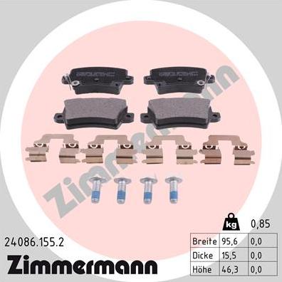 Zimmermann 24086.155.2 - Тормозные колодки, дисковые, комплект onlydrive.pro