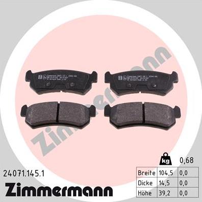 Zimmermann 24071.145.1 - Тормозные колодки, дисковые, комплект onlydrive.pro