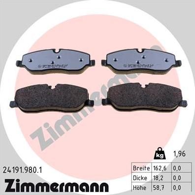 Zimmermann 24191.980.1 - Brake Pad Set, disc brake onlydrive.pro