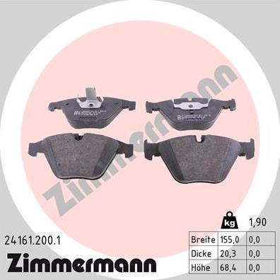 Zimmermann 24161.200.1 - Тормозные колодки, дисковые, комплект onlydrive.pro