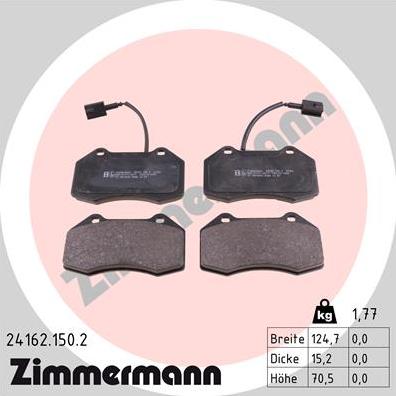 Zimmermann 24162.150.2 - Тормозные колодки, дисковые, комплект onlydrive.pro