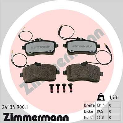 Zimmermann 24134.900.1 - Тормозные колодки, дисковые, комплект onlydrive.pro