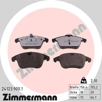 Zimmermann 24123.900.1 - Тормозные колодки, дисковые, комплект onlydrive.pro