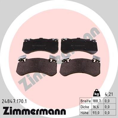 Zimmermann 24847.170.1 - Brake Pad Set, disc brake onlydrive.pro