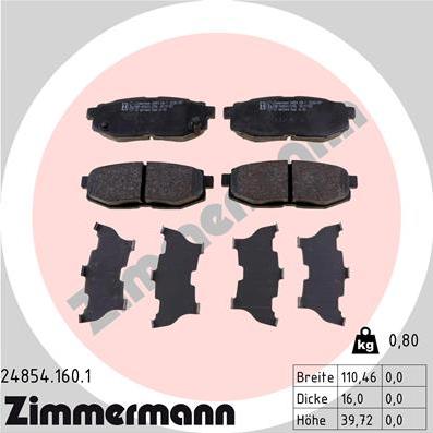 Zimmermann 24854.160.1 - Brake Pad Set, disc brake onlydrive.pro