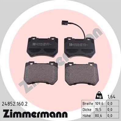 Zimmermann 24852.160.2 - Brake Pad Set, disc brake onlydrive.pro