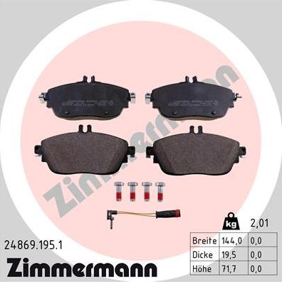 Zimmermann 24869.195.1 - Brake Pad Set, disc brake onlydrive.pro