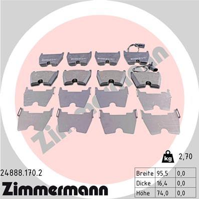 Zimmermann 24888.170.2 - Stabdžių trinkelių rinkinys, diskinis stabdys onlydrive.pro